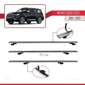 Infiniti QX80 Z62 2014-2023 Arası ile uyumlu Basic Model Ara Atkı Tavan Barı GRİ 3 ADET thumb 5