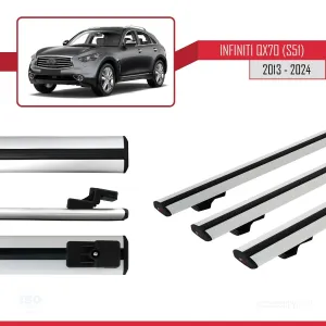 Infiniti QX70 S51 2013 ve Sonrası ile uyumlu Basic Model Ara Atkı Tavan Barı GRİ 3 ADET thumb 5