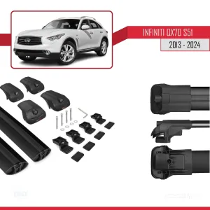 Infiniti QX70 S51 2013 ve Sonrası ile uyumlu ACE-1 Ara Atkı Tavan Barı SİYAH thumb 5