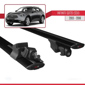 Infiniti QX70 (S51) 2013-2018 Arası ile uyumlu HOOK Model Anahtar Kilitli Ara Atkı Tavan Barı SİYAH thumb 5