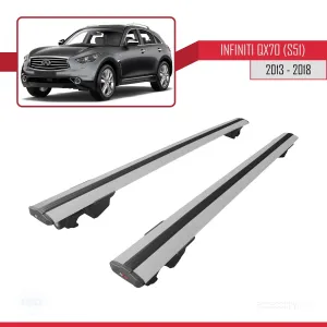 Infiniti QX70 (S51) 2013-2018 Arası ile uyumlu HOOK Model Anahtar Kilitli Ara Atkı Tavan Barı GRİ thumb 4