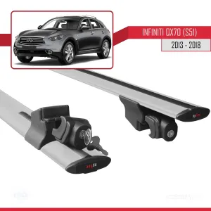 Infiniti QX70 (S51) 2013-2018 Arası ile uyumlu HOOK Model Anahtar Kilitli Ara Atkı Tavan Barı GRİ thumb 5
