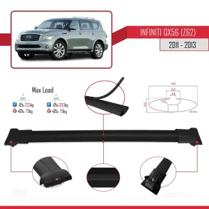 Infiniti QX56 Z62 2011-2013 Arası ile uyumlu FLY Model Ara Atkı Tavan Barı SİYAH 3 ADET BAR thumb 4