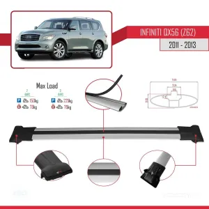 Infiniti QX56 Z62 2011-2013 Arası ile uyumlu FLY Model Ara Atkı Tavan Barı GRİ thumb 4