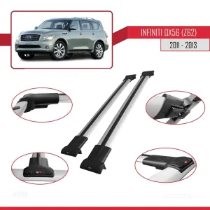 Infiniti QX56 Z62 2011-2013 Arası ile uyumlu FLY Model Ara Atkı Tavan Barı GRİ thumb 5