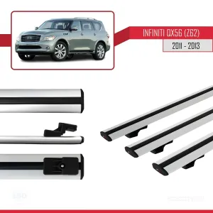 Infiniti QX56 Z62 2011-2013 Arası ile uyumlu Basic Model Ara Atkı Tavan Barı GRİ 3 ADET thumb 3