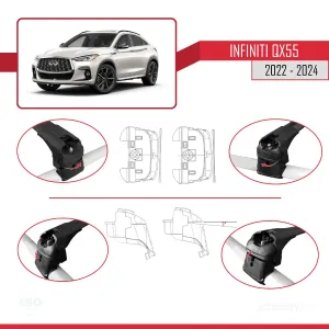 Infiniti QX55 (J55) 2022 ve Sonrası ile uyumlu ACE-2 Ara Atkı Tavan Barı SİYAH thumb 4