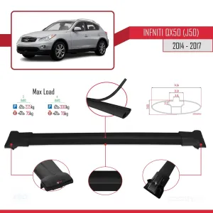 Infiniti QX50 (J50) 2014-2017 Arası ile Uyumlu FLY Model Ara Atkı Tavan Barı SİYAH 3 ADET BAR thumb 4