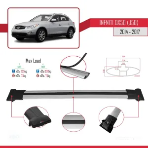 Infiniti QX50 (J50) 2014-2017 Arası ile Uyumlu FLY Model Ara Atkı Tavan Barı GRİ 3 ADET BAR thumb 4