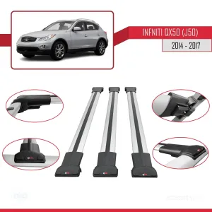 Infiniti QX50 (J50) 2014-2017 Arası ile Uyumlu FLY Model Ara Atkı Tavan Barı GRİ 3 ADET BAR thumb 5
