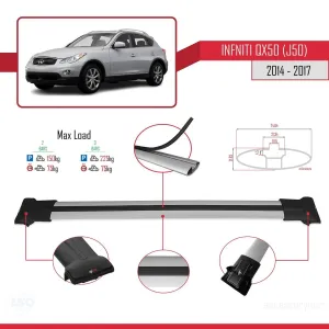Infiniti QX50 (J50) 2014-2017 Arası ile Uyumlu FLY Model Ara Atkı Tavan Barı GRİ thumb 4