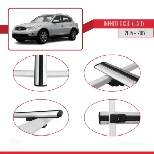 Infiniti QX50 (J50) 2014-2017 Arası ile uyumlu Basic Model Ara Atkı Tavan Barı GRİ 3 ADET thumb 4