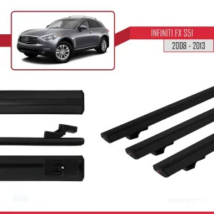 Infiniti FX S51 2008-2013 Arası ile uyumlu Basic Model Ara Atkı Tavan Barı SİYAH 3 ADET thumb 5