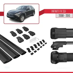 Infiniti FX S51 2008-2013 Arası ile uyumlu ACE-1 Ara Atkı Tavan Barı SİYAH 3 ADET BAR thumb 5