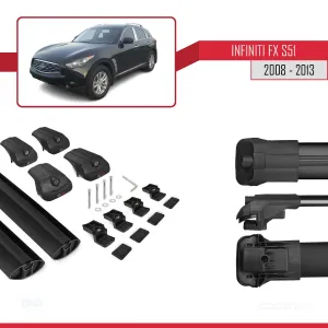 Infiniti FX S51 2008-2013 Arası ile uyumlu ACE-1 Ara Atkı Tavan Barı SİYAH thumb 5