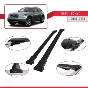 (S50) 2003-2008 Arası ile uyumlu FLY Model Ara Atkı Tavan Barı SİYAH thumb 5