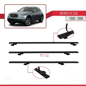 Infiniti FX (S50) 2003-2008 Arası ile uyumlu Basic Model Ara Atkı Tavan Barı SİYAH 3 ADET thumb 5