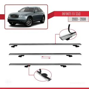 Infiniti FX (S50) 2003-2008 Arası ile uyumlu Basic Model Ara Atkı Tavan Barı GRİ 3 ADET thumb 5
