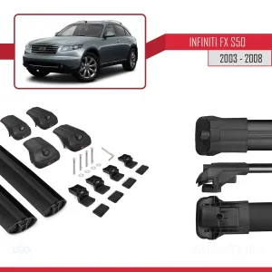 Infiniti FX (S50) 2003-2008 Arası ile uyumlu ACE-1 Ara Atkı Tavan Barı SİYAH thumb 5