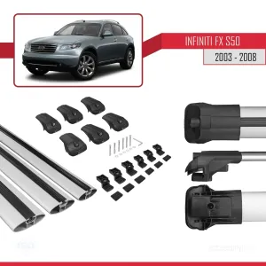 Infiniti FX (S50) 2003-2008 Arası ile uyumlu ACE-1 Ara Atkı Tavan Barı GRİ 3 ADET BAR thumb 5