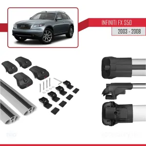 Infiniti FX (S50) 2003-2008 Arası ile uyumlu ACE-1 Ara Atkı Tavan Barı GRİ thumb 5