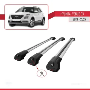 Hyundai Venue (QX) 2019 ve Sonrası ile uyumlu ACE-1 Ara Atkı Tavan Barı GRİ 3 ADET BAR thumb 4