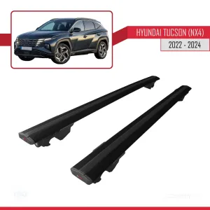 Hyundai Tucson 2022 ve Sonrası ile uyumlu HOOK Model Anahtar Kilitli Ara Atkı Tavan Barı SİYAH thumb 4