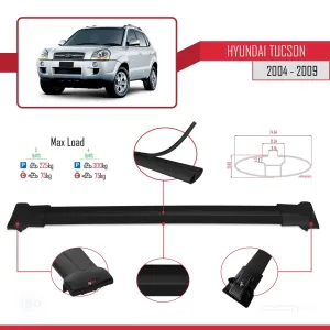 Hyundai Tucson (JM) 2004-2009 Arası ile Uyumlu FLY Model Ara Atkı Tavan Barı SİYAH 3 ADET BAR thumb 4