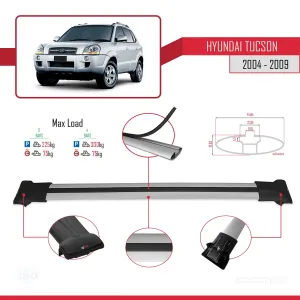 Hyundai Tucson (JM) 2004-2009 Arası ile Uyumlu FLY Model Ara Atkı Tavan Barı GRİ 3 ADET BAR thumb 4