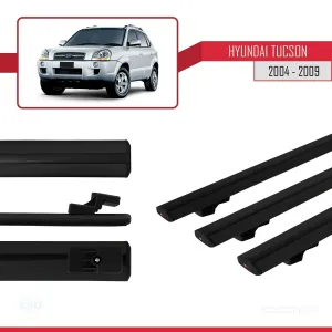 Hyundai Tucson (JM) 2004-2009 Arası ile uyumlu Basic Model Ara Atkı Tavan Barı SİYAH 3 ADET thumb 3