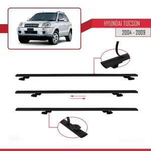 Hyundai Tucson (JM) 2004-2009 Arası ile uyumlu Basic Model Ara Atkı Tavan Barı SİYAH 3 ADET thumb 5