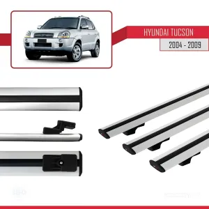 Hyundai Tucson (JM) 2004-2009 Arası ile uyumlu Basic Model Ara Atkı Tavan Barı GRİ 3 ADET thumb 3