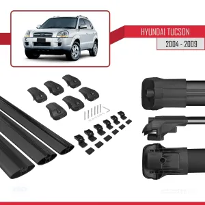 Hyundai Tucson (JM) 2004-2009 Arası ile uyumlu ACE-1 Ara Atkı Tavan Barı SİYAH 3 ADET BAR thumb 5