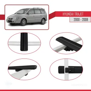 Hyundai Trajet 2000-2008 Arası ile uyumlu Basic Model Ara Atkı Tavan Barı SİYAH 3 ADET thumb 4