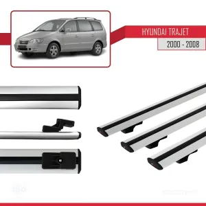 Hyundai Trajet 2000-2008 Arası ile uyumlu Basic Model Ara Atkı Tavan Barı GRİ 3 ADET thumb 3