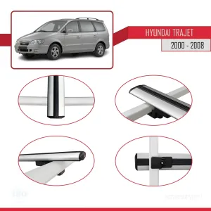 Hyundai Trajet 2000-2008 Arası ile uyumlu Basic Model Ara Atkı Tavan Barı GRİ 3 ADET thumb 4