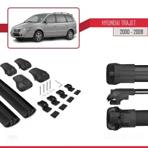 Hyundai Trajet 2000-2008 Arası ile uyumlu ACE-1 Ara Atkı Tavan Barı SİYAH thumb 5