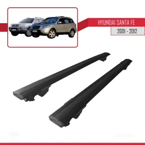 Hyundai Santa Fe 2001-2012 Arası ile uyumlu HOOK Model Anahtar Kilitli Ara Atkı Tavan Barı SİYAH thumb 4
