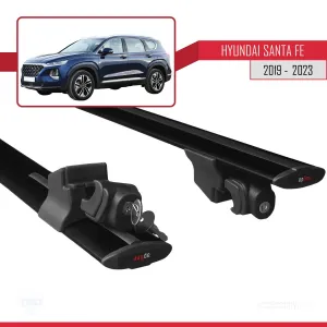 Hyundai Santa Fe (TM) 2019-2023 Arası ile uyumlu HOOK Model Anahtar Kilitli Ara Atkı Tavan Barı SİYAH thumb 5