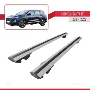 Hyundai Santa Fe (TM) 2019-2023 Arası ile uyumlu HOOK Model Anahtar Kilitli Ara Atkı Tavan Barı GRİ thumb 4