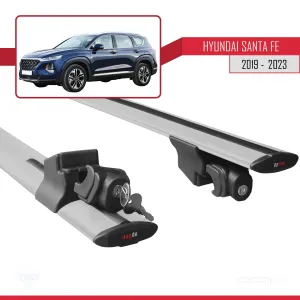Hyundai Santa Fe (TM) 2019-2023 Arası ile uyumlu HOOK Model Anahtar Kilitli Ara Atkı Tavan Barı GRİ thumb 5