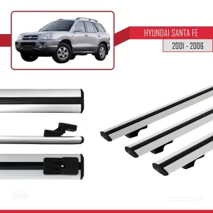 Hyundai Santa Fe (SM) 2001-2006 Arası ile uyumlu Basic Model Ara Atkı Tavan Barı GRİ 3 ADET thumb 3