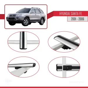 Hyundai Santa Fe (SM) 2001-2006 Arası ile uyumlu Basic Model Ara Atkı Tavan Barı GRİ 3 ADET thumb 4