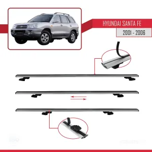 Hyundai Santa Fe (SM) 2001-2006 Arası ile uyumlu Basic Model Ara Atkı Tavan Barı GRİ 3 ADET thumb 5
