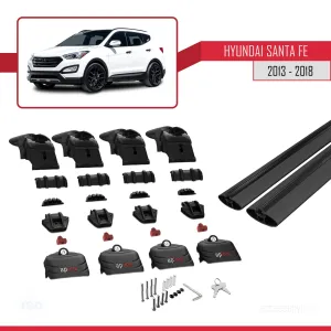 Hyundai Santa Fe (DM) 2013-2018 Arası ile uyumlu ACE-2 Ara Atkı Tavan Barı SİYAH thumb 5