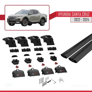 Hyundai Santa Cruz (NX4A OB) 2022 ve Sonrası ile uyumlu ACE-2 Ara Atkı Tavan Barı SİYAH thumb 5