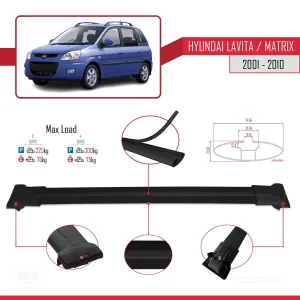Hyundai Lavita / Matrix (FC) 2001-2010 Arası ile uyumlu FLY Model Ara Atkı Tavan Barı SİYAH 3 ADET BAR thumb 4