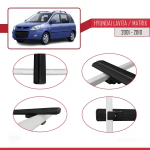 Hyundai Lavita / Matrix (FC) 2001-2010 Arası ile uyumlu Basic Model Ara Atkı Tavan Barı SİYAH 3 ADET thumb 4