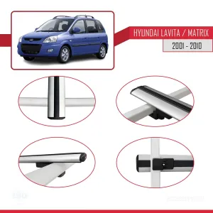 Hyundai Lavita / Matrix (FC) 2001-2010 Arası ile uyumlu Basic Model Ara Atkı Tavan Barı GRİ 3 ADET thumb 4