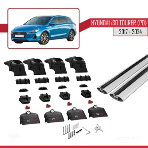 Hyundai i30 Tourer (PD) 2017 ve Sonrası ile uyumlu ACE-2 Ara Atkı Tavan Barı GRİ thumb 5